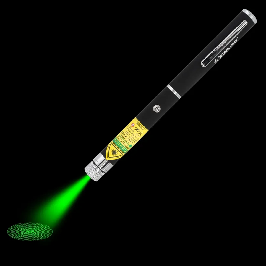 Groene laserpen X2 met zichtbare laserstraal in het donker