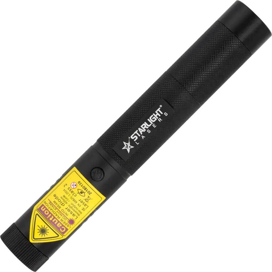 Starlight V1 Pro paarse laserpen van 405 nm in aluminium met veiligheidssleutels