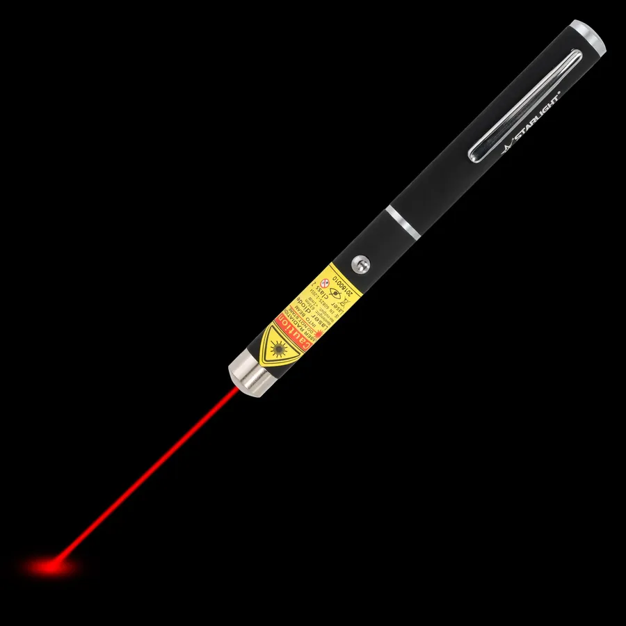 Rode laserpen M1 met zichtbare laserstraal in het donker