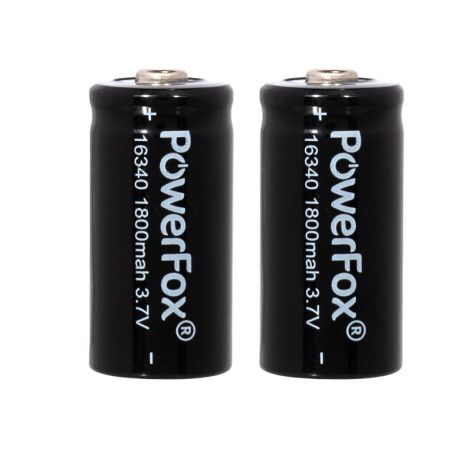 PowerFox 2x 16340 batterijen - 1800Mah